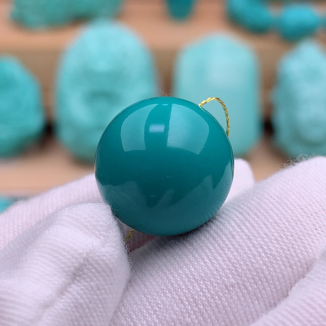 绿松石珠宝奇石未镶嵌16.2mm