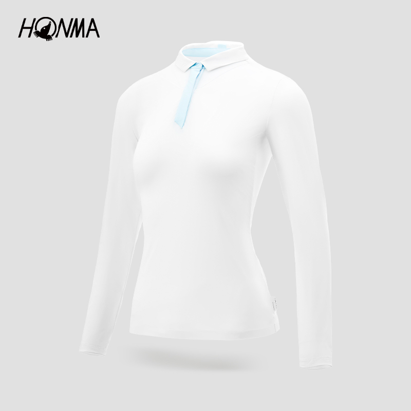 HONMA女士长袖POLO衫透气抑菌凉感防晒丝带设计HWJC705R909