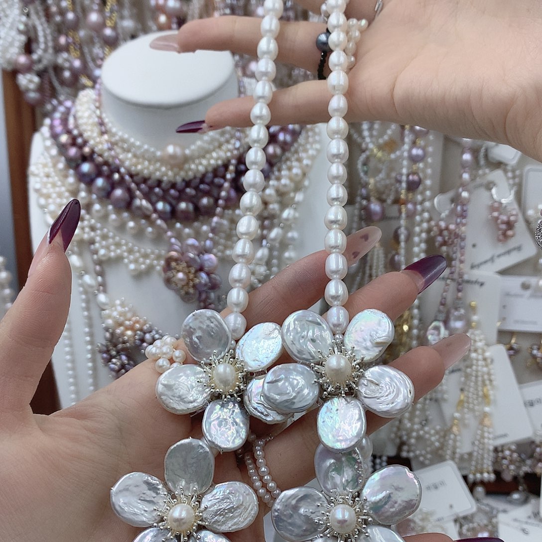 番***汤淡水珍珠银S925镶嵌耳饰