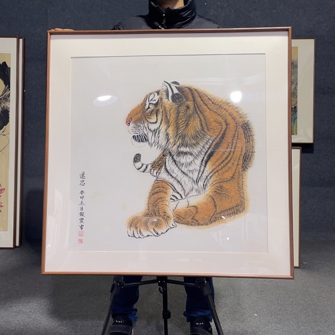 国画手绘画作带框发货