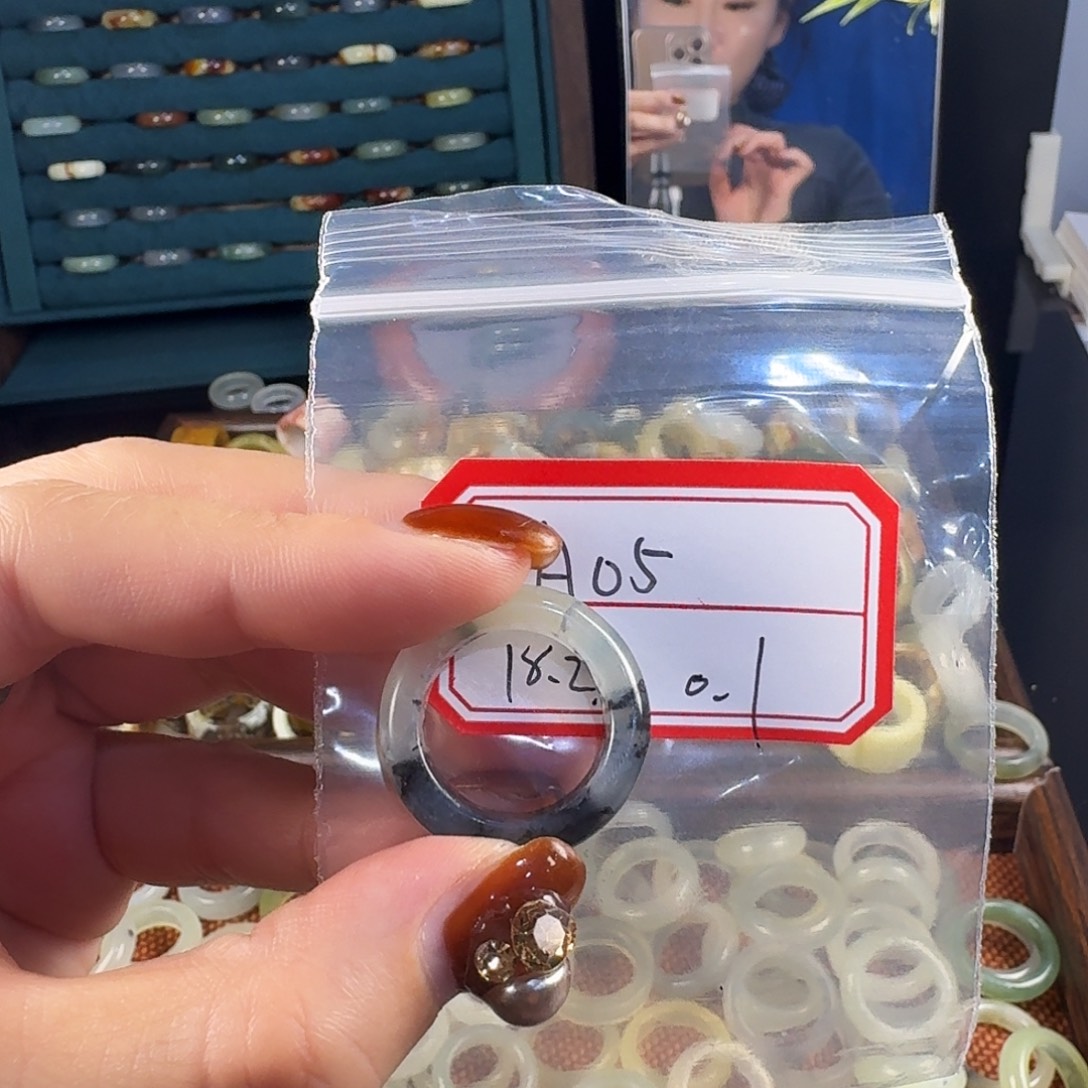 .***.蛇纹石玉合金戒指