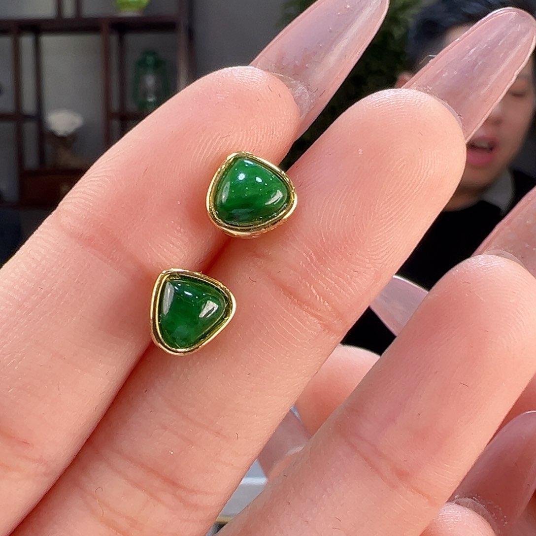 翡翠耳饰银S925镶嵌耳环16