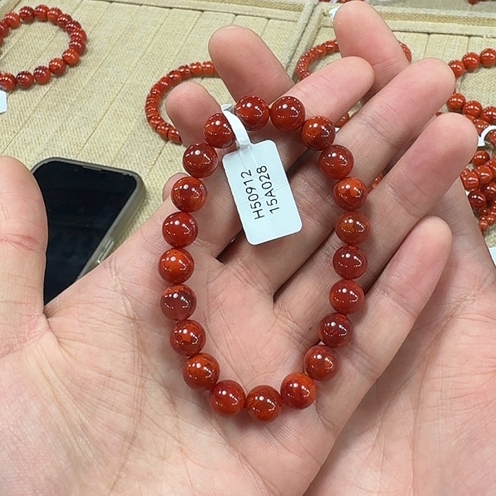 南红玛瑙手链未镶嵌(****y原矿南红手串9mm锦底妖火焰