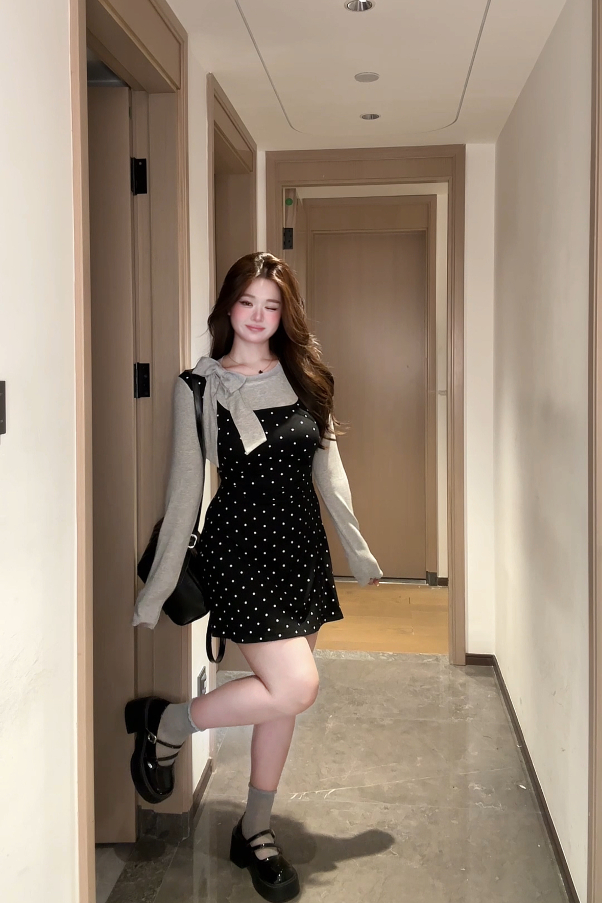 微胖mm早秋miu系穿搭连衣裙女秋冬针织内搭假两件高级