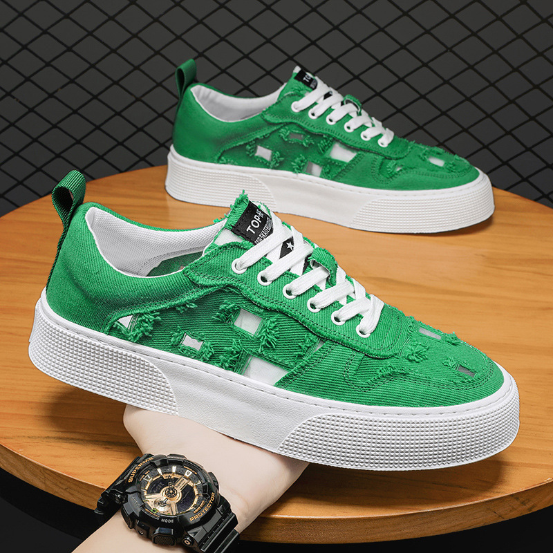 2025新款国潮风夏季休闲透气夏季透气印花帆布鞋帆布鞋欧若动感风