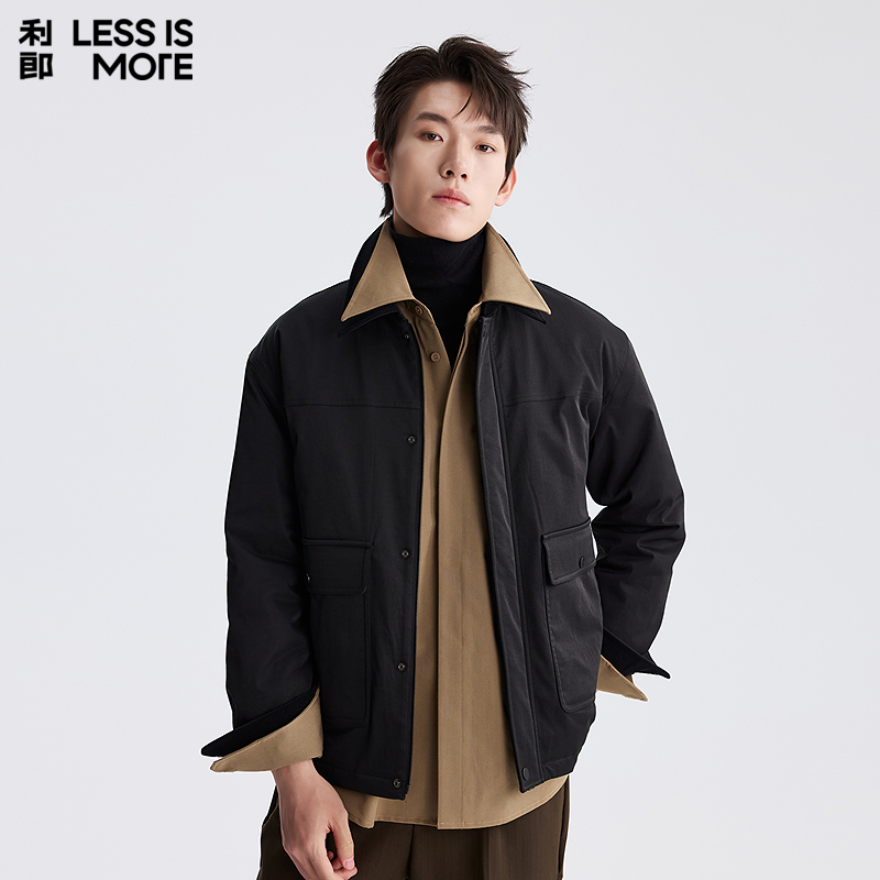 利郎轻时尚男装【商羽鲜绒】羽绒服男撞色翻领潮流青年通勤保暖外套