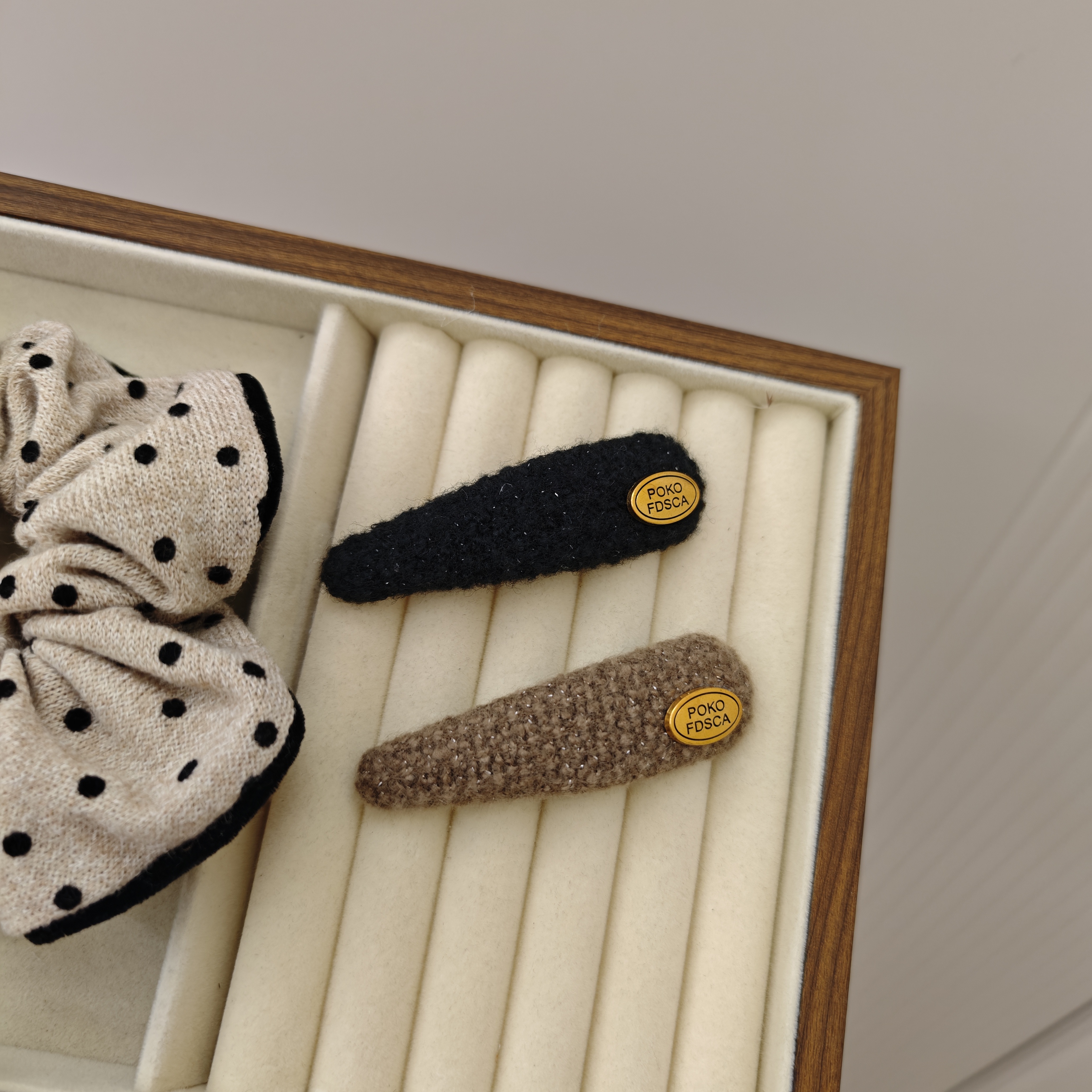 新韩系氛围感毛呢金标发夹bb夹碎发卡复古BB夹前额刘海夹侧边夹