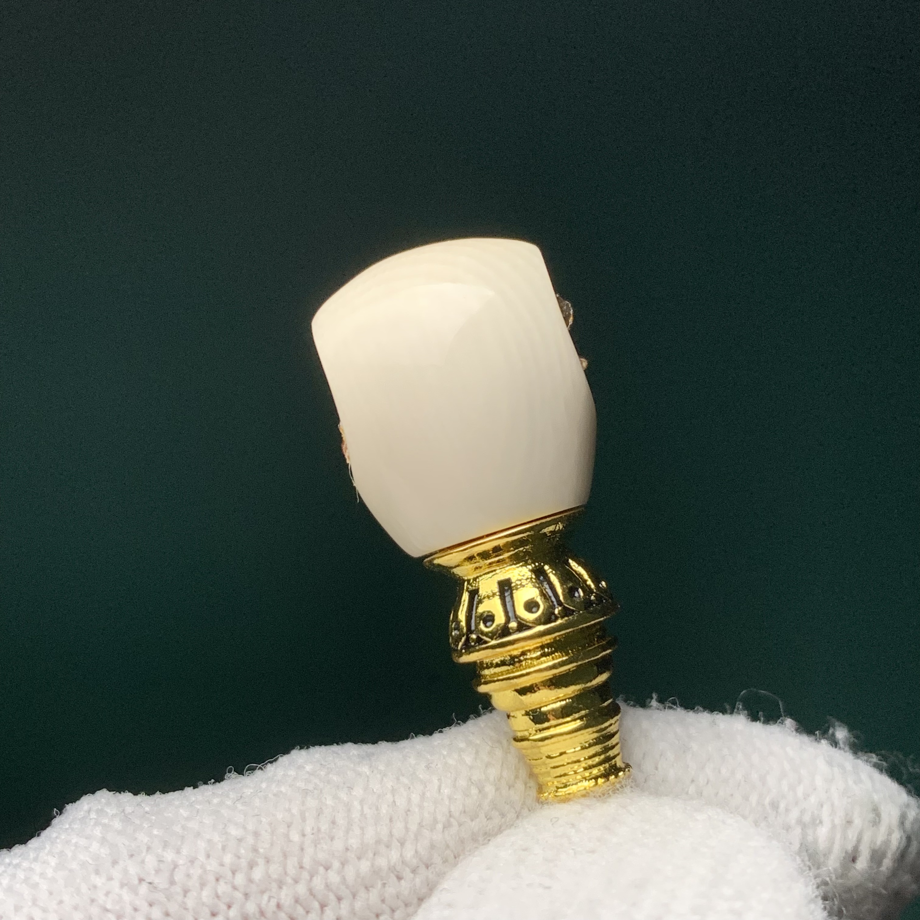 【四六儿】猛犸象牙金属塔分体三通配饰108脖挂佛头原生态一等冰料