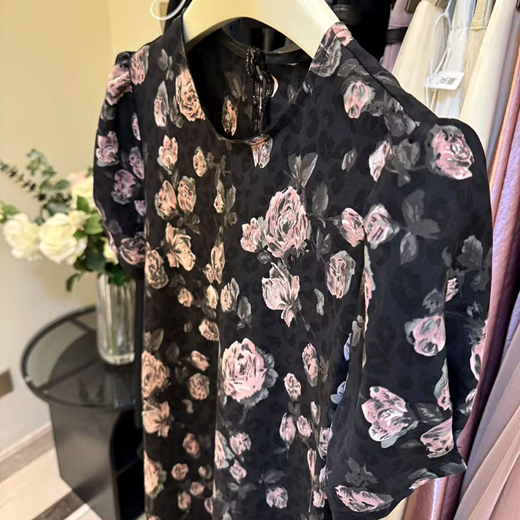 2025夏季新款复古玫瑰花气质连衣裙连衣气质长裙#2207-2