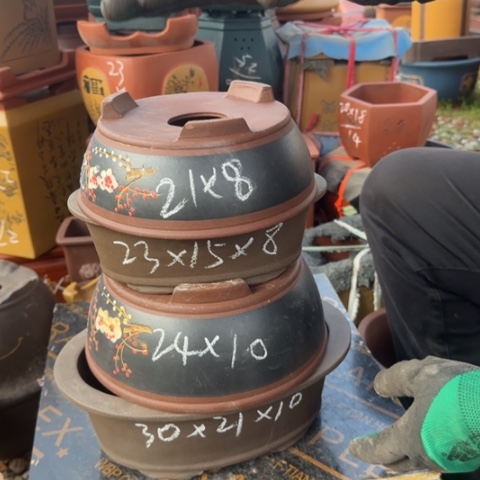 红陶紫砂花盆盆景栽瑕疵