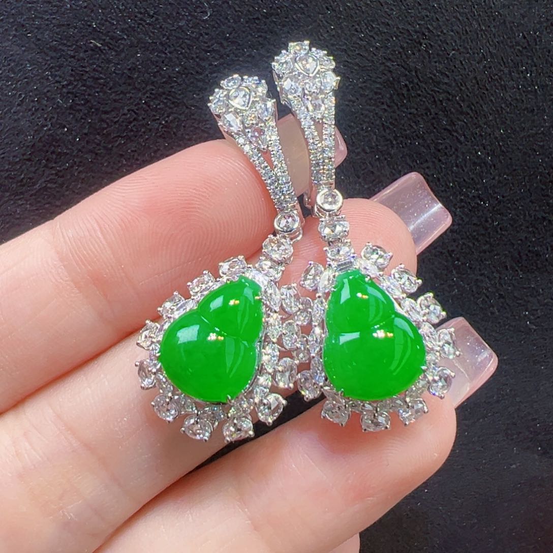 翡翠耳饰18K金镶嵌耳坠