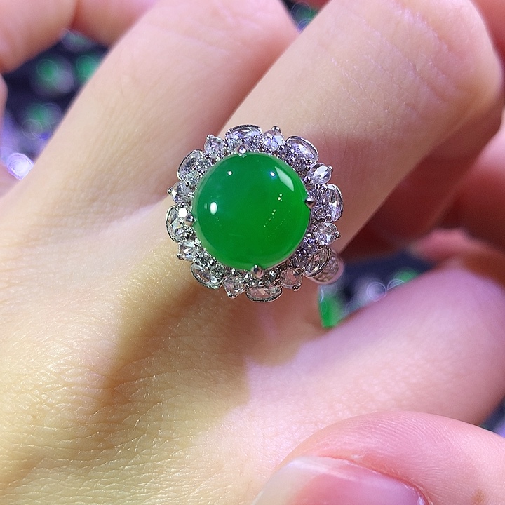 清***肉翡翠18K金镶嵌吊坠(不含链)