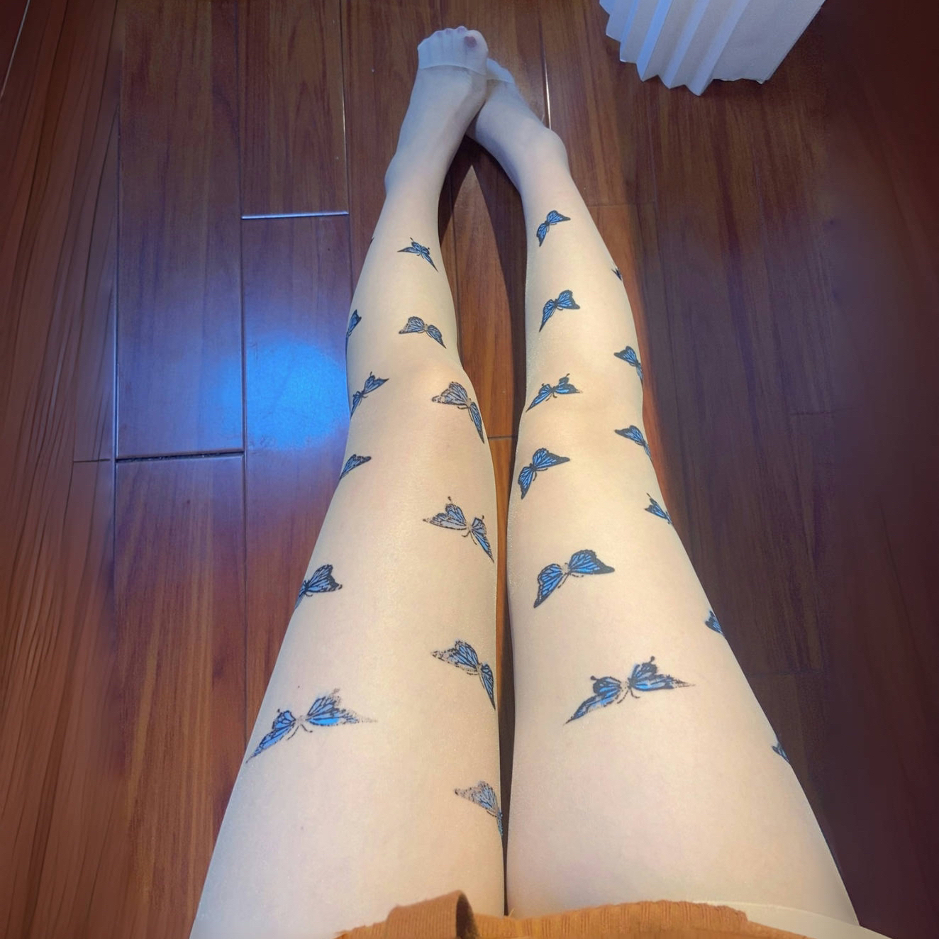 【念念专属】蝴蝶印花防勾丝不调档女薄款连裤丝袜