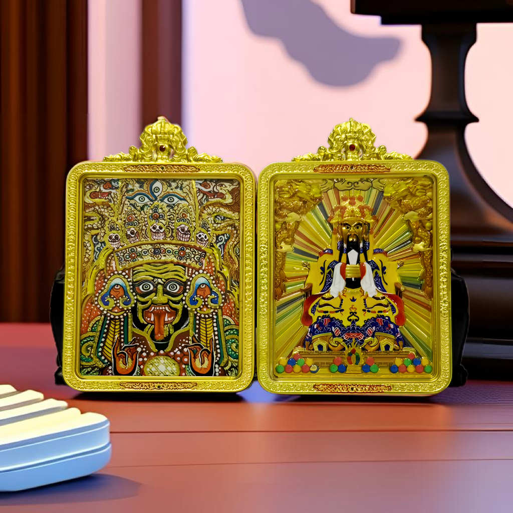 《浩瑞藏传》扎基拉姆F07立体唐卡福牌，手绘描金鎏金镀K金工艺 