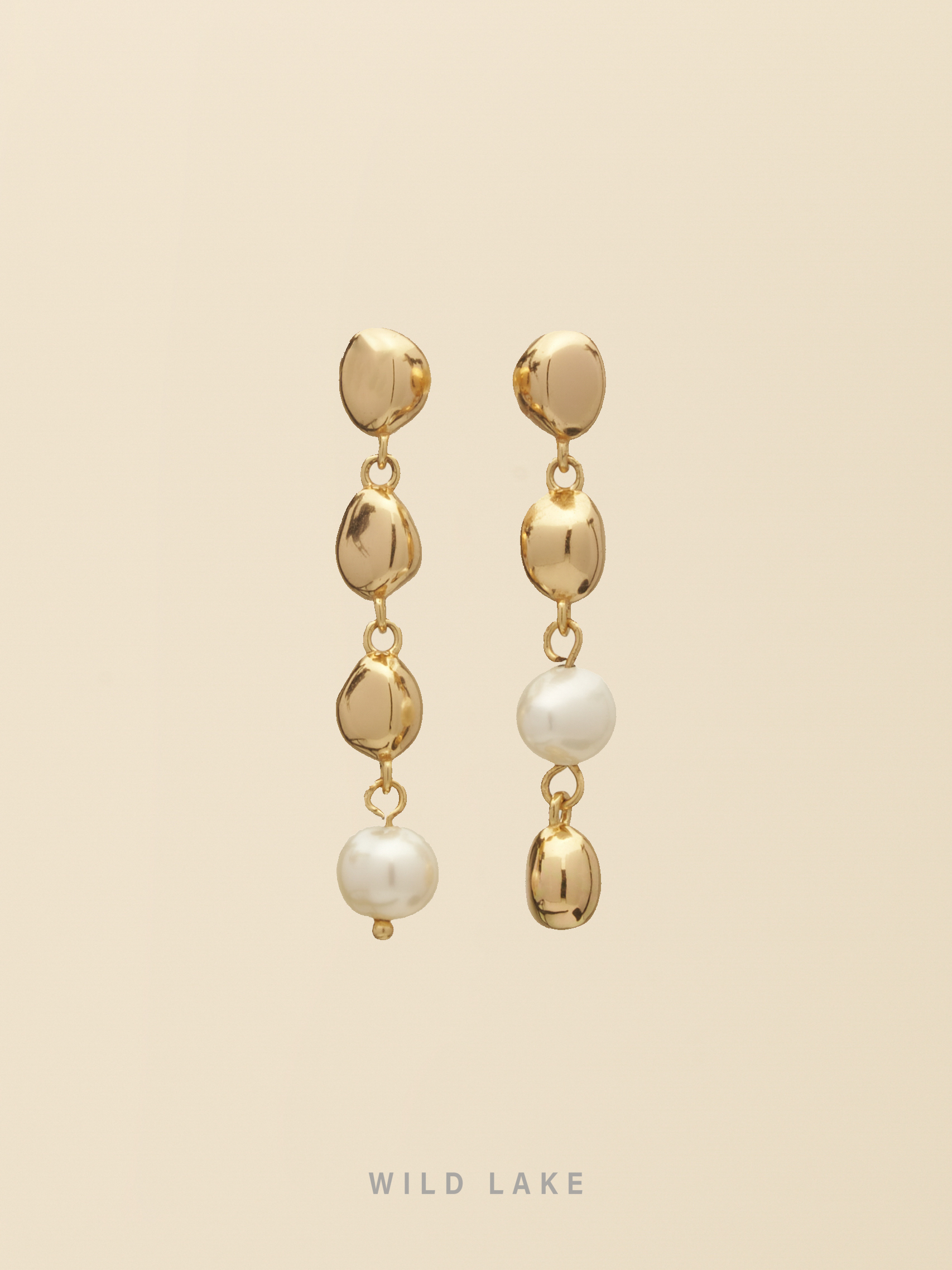 珍珠水滴耳钉(金色)|通体S925银|镀18K金|轻盈流苏