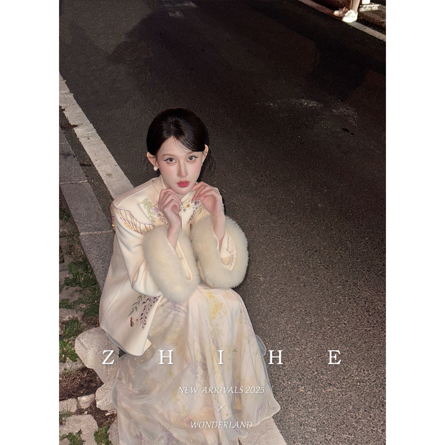 无艳一禾【天姿雪】手工坊-100羊毛双面呢刺绣狐狸毛大衣+云肩+纱裙