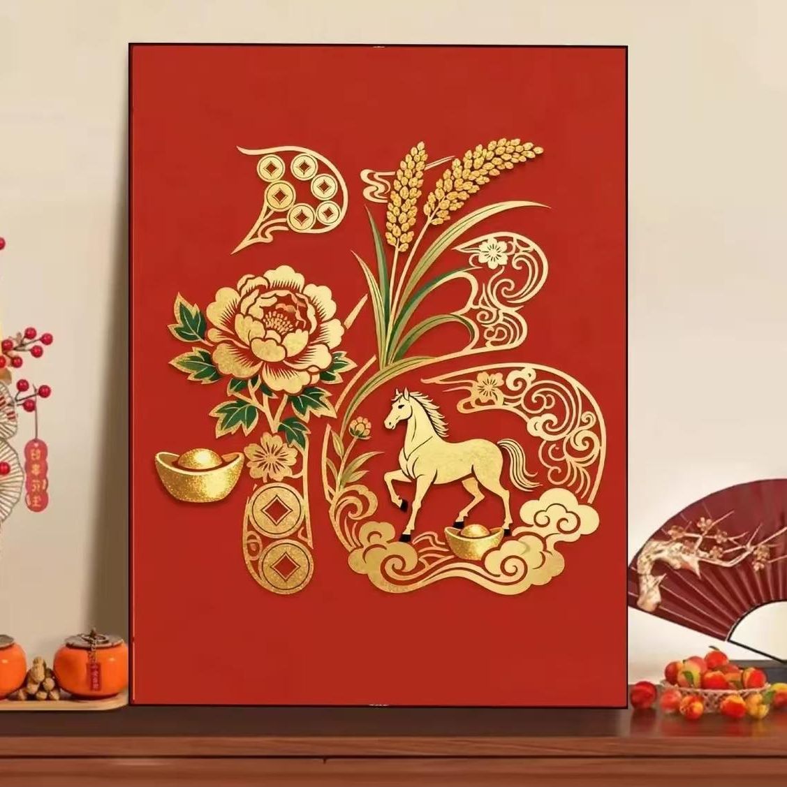 骏马纳福十字绣满绣19色新款线绣岁岁丰盈客厅卧室喜庆手工刺绣