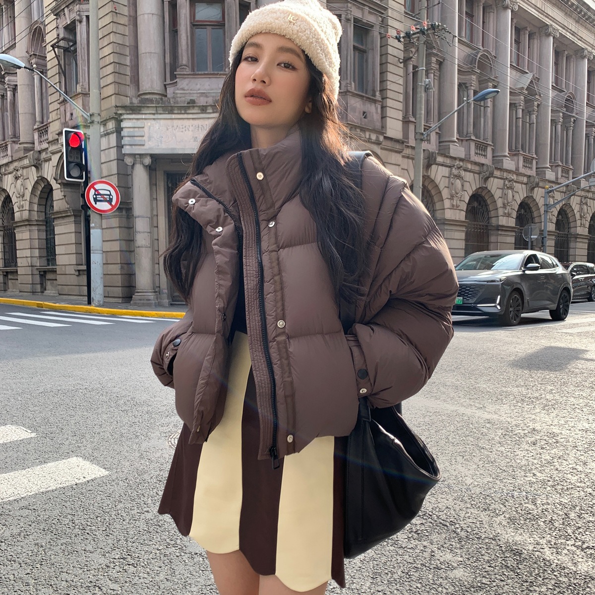 秋冬复古高腰a字显瘦短款皮裙半身裙女83667