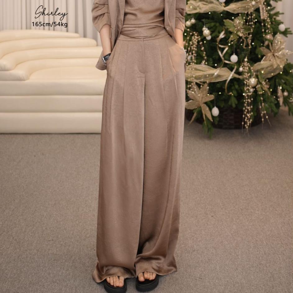 AMASS/阿玛施新款老钱风休闲通勤捏褶垂感时尚宽松直筒西裤510056