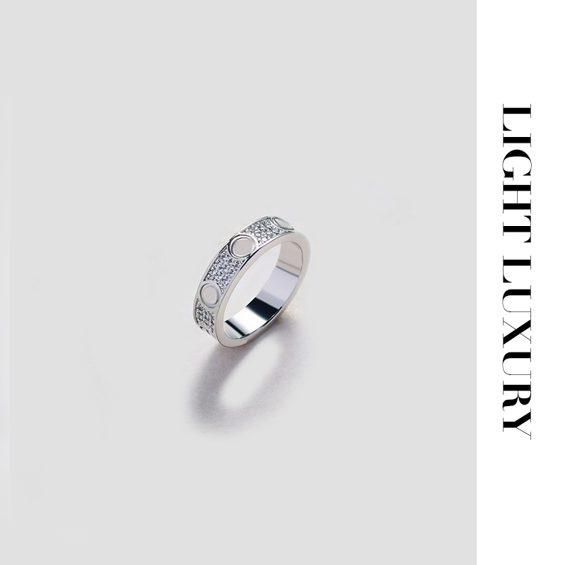 合金合成锆石戒指 516 V金工艺 满天星螺丝钉戒指 镶钻 女 设计感