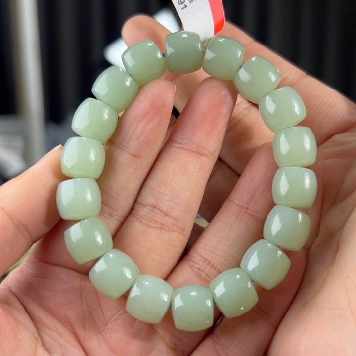 和田玉手串未镶嵌新疆且末蓝天空蓝卡12直切