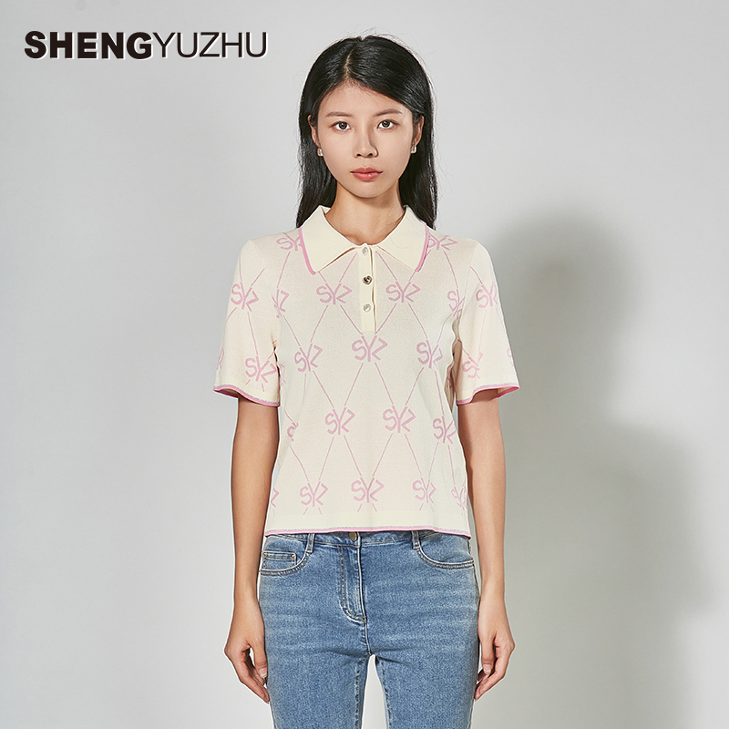 声雨竹专柜2025年夏季新款t恤女设计感小众内搭短袖翻领大气上衣