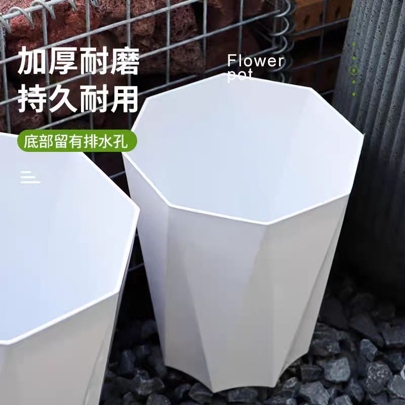 【白色菱形盆】加厚树脂亮面钻石盆塑料白色花盆大口径61