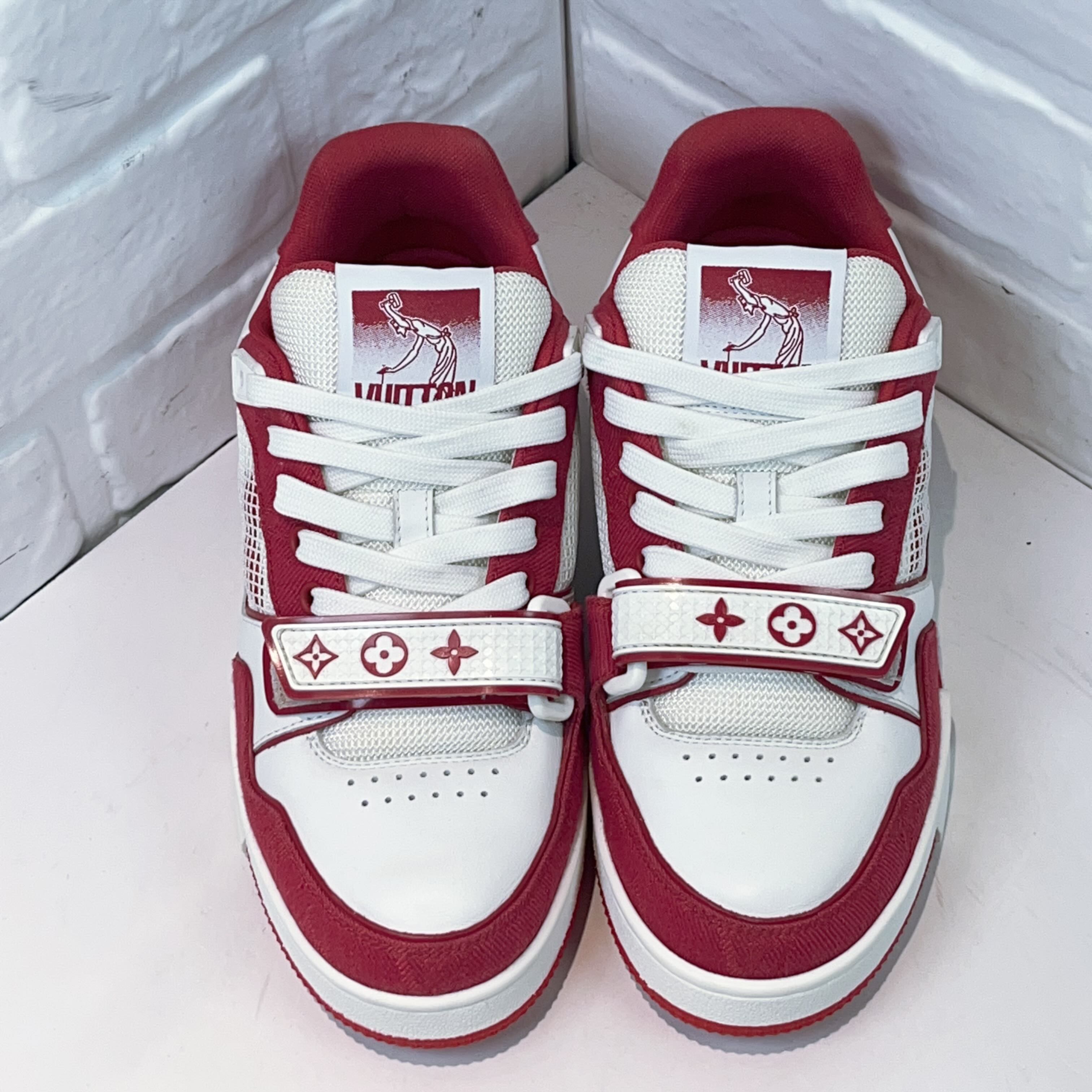 99新 LouisVuitton/路易威登 trainer 白红魔术贴欧码2.5码36.5码