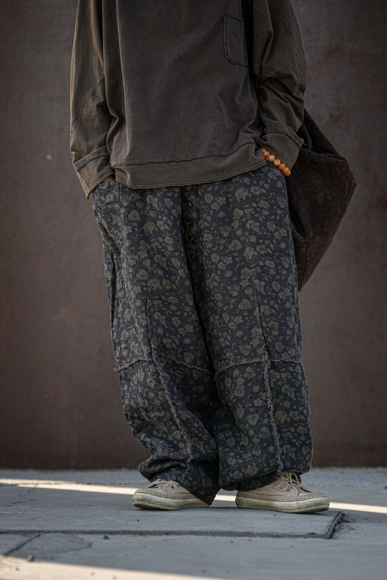 麻依者～原创复古印花纽扣棉裤022（97长度）