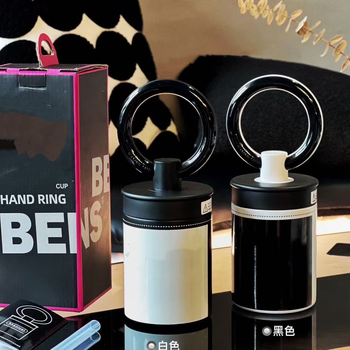 XBS-手环保温杯陶瓷内胆吸管双饮水杯600ml