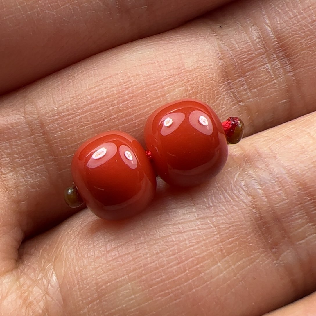 未镶嵌8*7对珠南红玛瑙