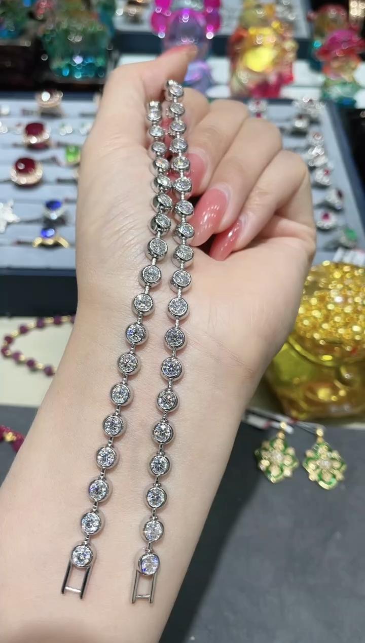 925银莫桑石银制品 S925银镶嵌莫桑石手链777（ 多样性发其1）
