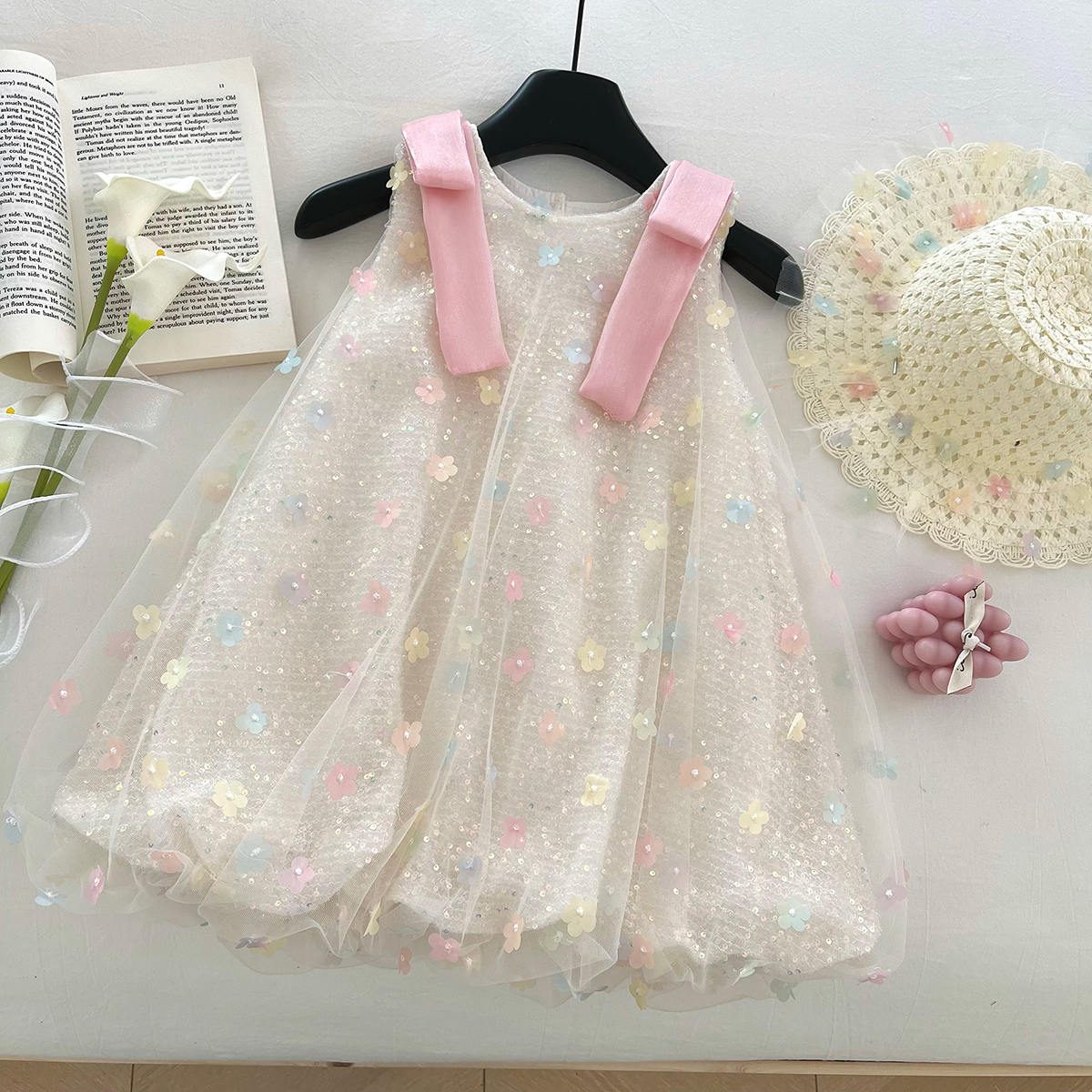 女童夏季新款连衣裙洋气女宝宝背心沙滩裙无袖甜美公主裙SL0153