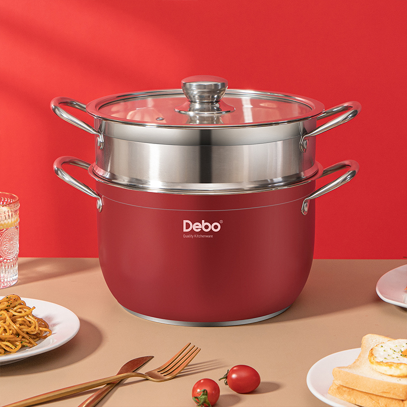 德铂拉斐尔高颜值厨房家用不锈钢多层蒸锅汤蒸多用锅26CM