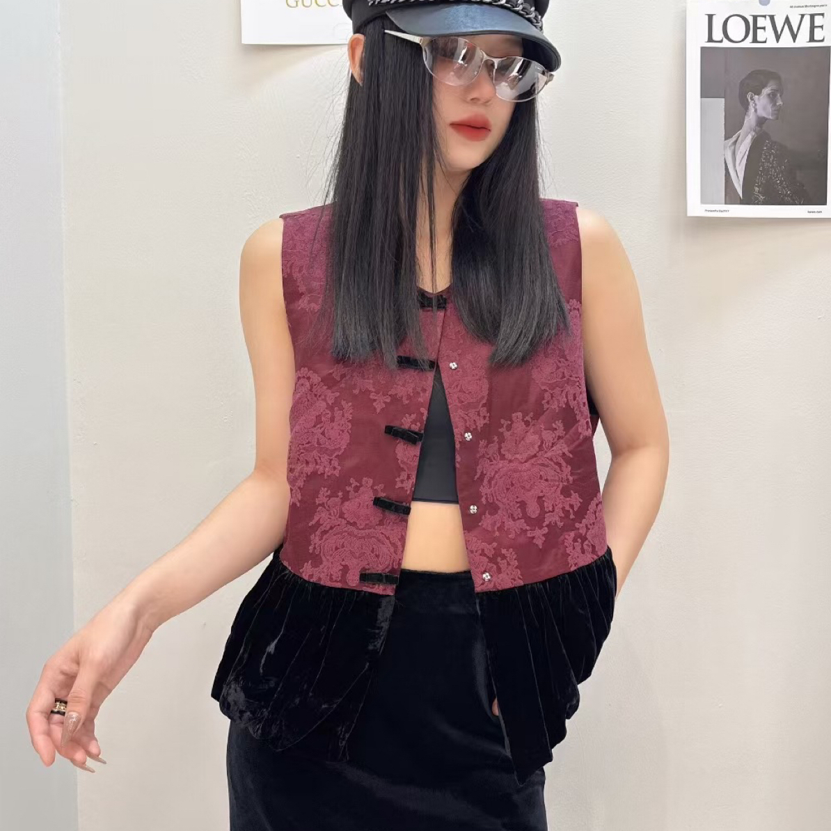 扎染秋季常规款薄款条纹法式马夹马甲无袖女装气质民族风