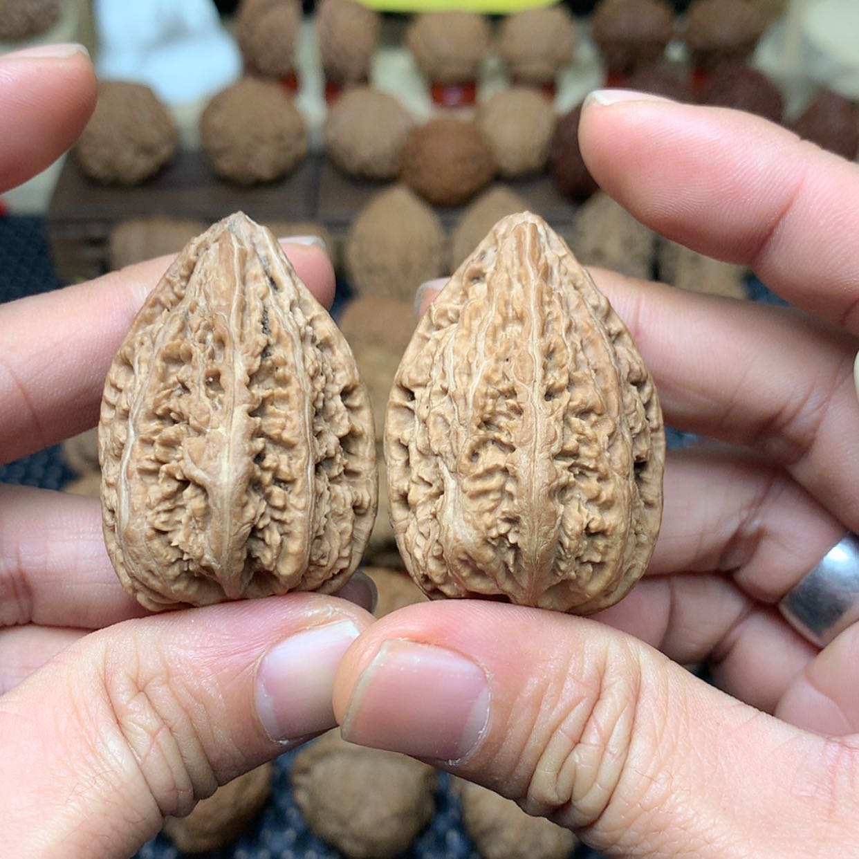 【闪购商品】文玩核桃把件全品吉林蛟河塔尖秋