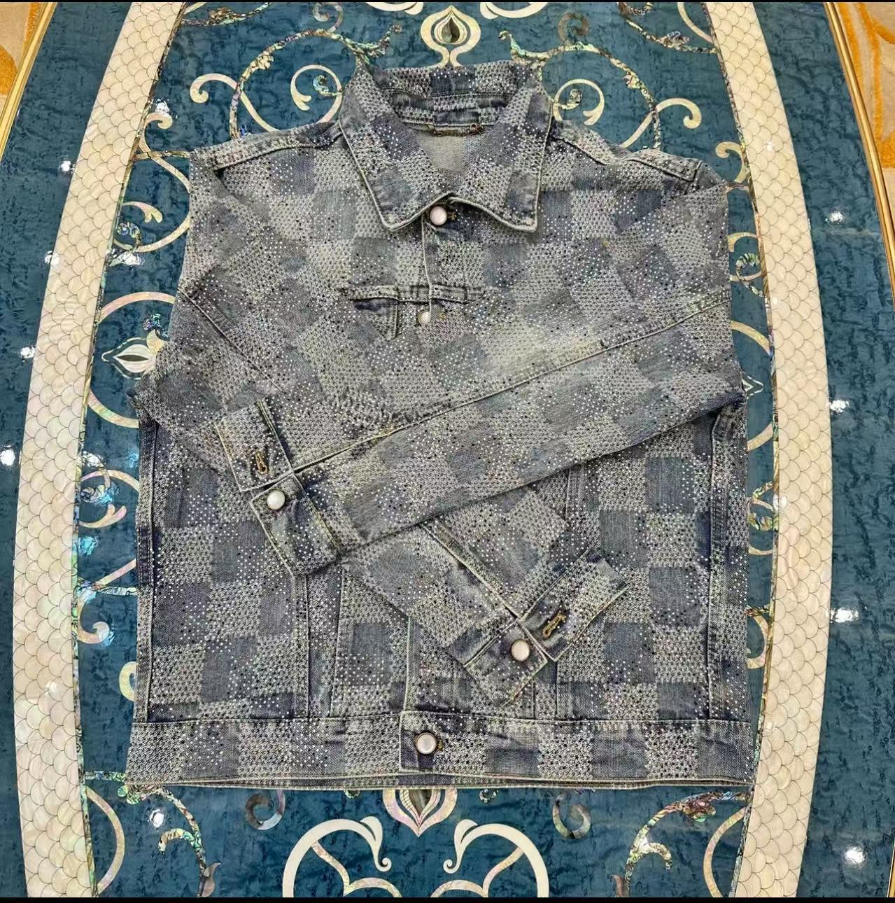 2025新款棋盘格复古怀旧翻领牛仔外套A8111【YH】