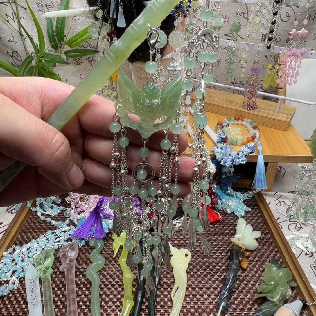 蛇纹石玉合金发饰