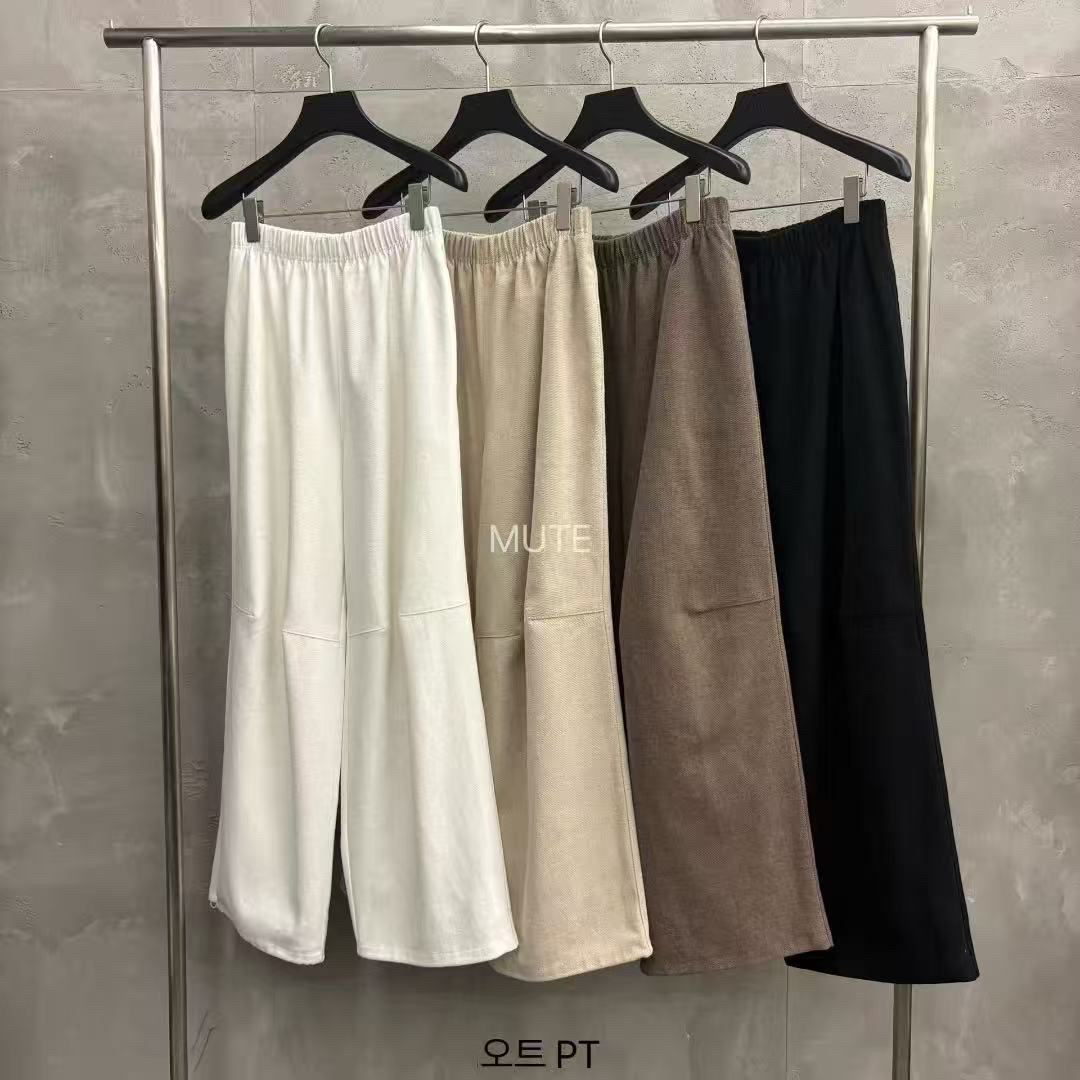 【no退换】东大门 正品 mute膝盖捏褶加绒阔腿裤