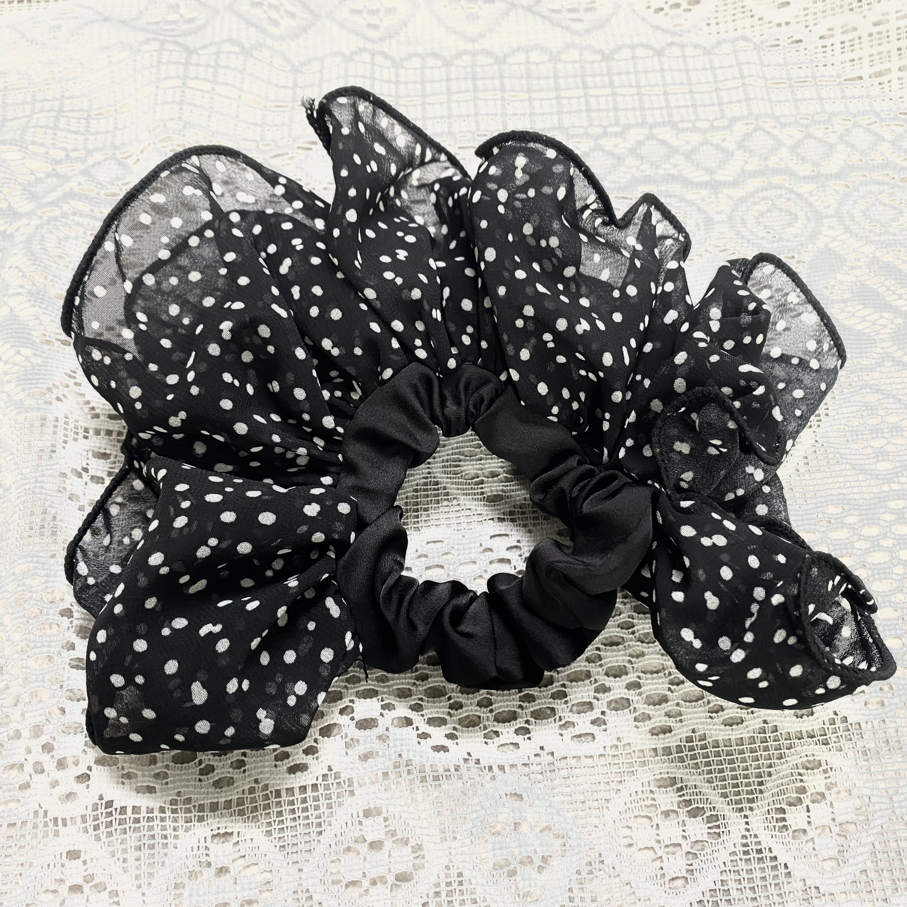 韩国Eunoia Nero【韩版简约波点花边发绳】3056