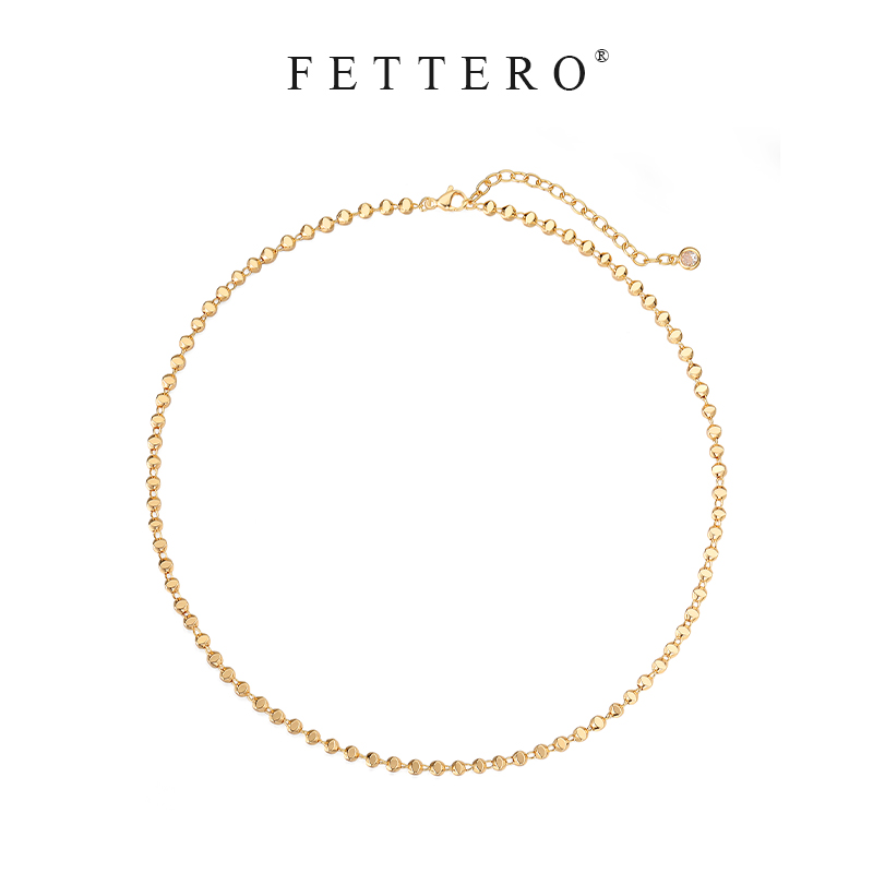 fettero 铜合金项链 【金色3*3正方倒角颈链50cm】气质小众百搭欧美