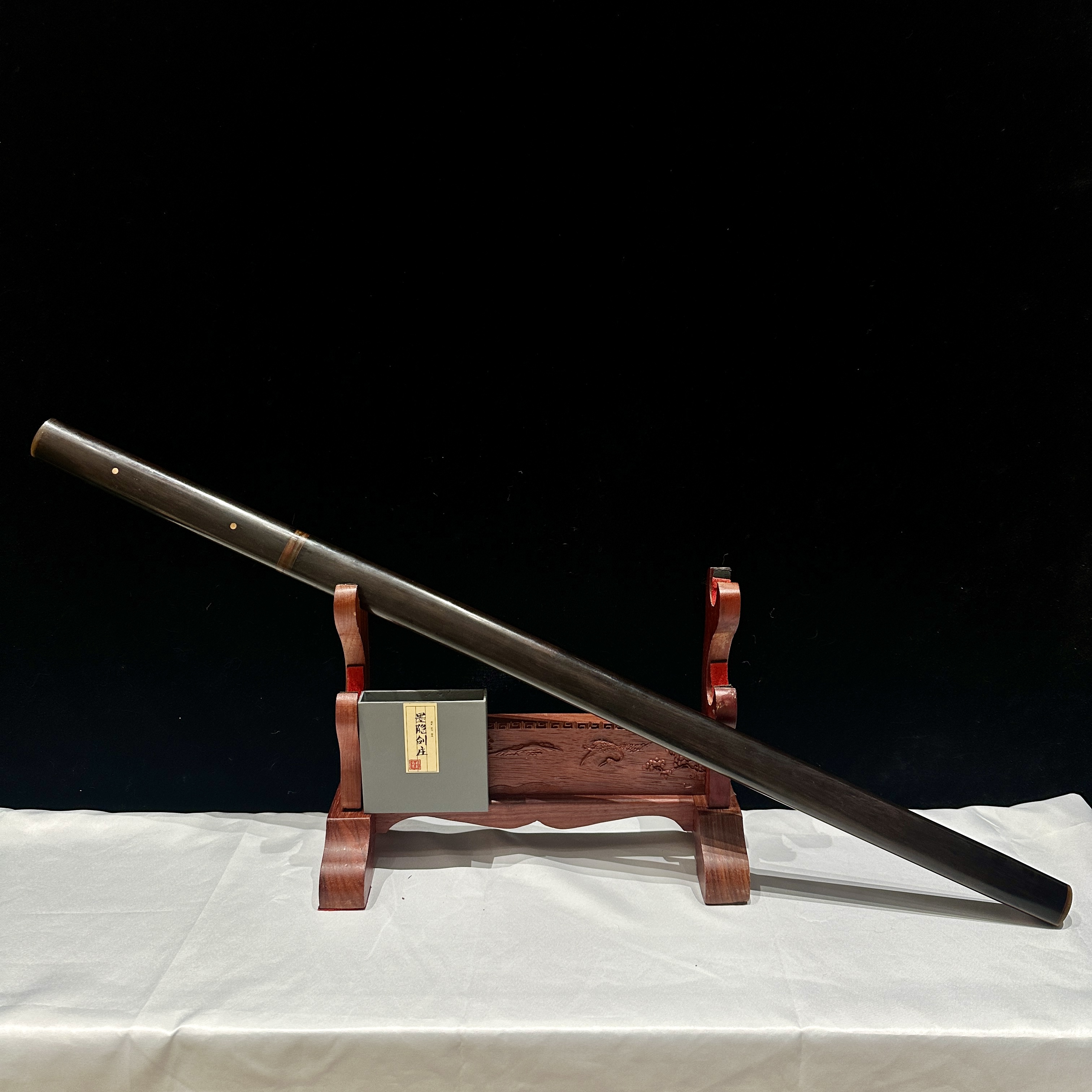 【剑心师妹】I黑檀木棍刀 乌兹钢烧刃 黑檀木 牛角 收藏未开刃