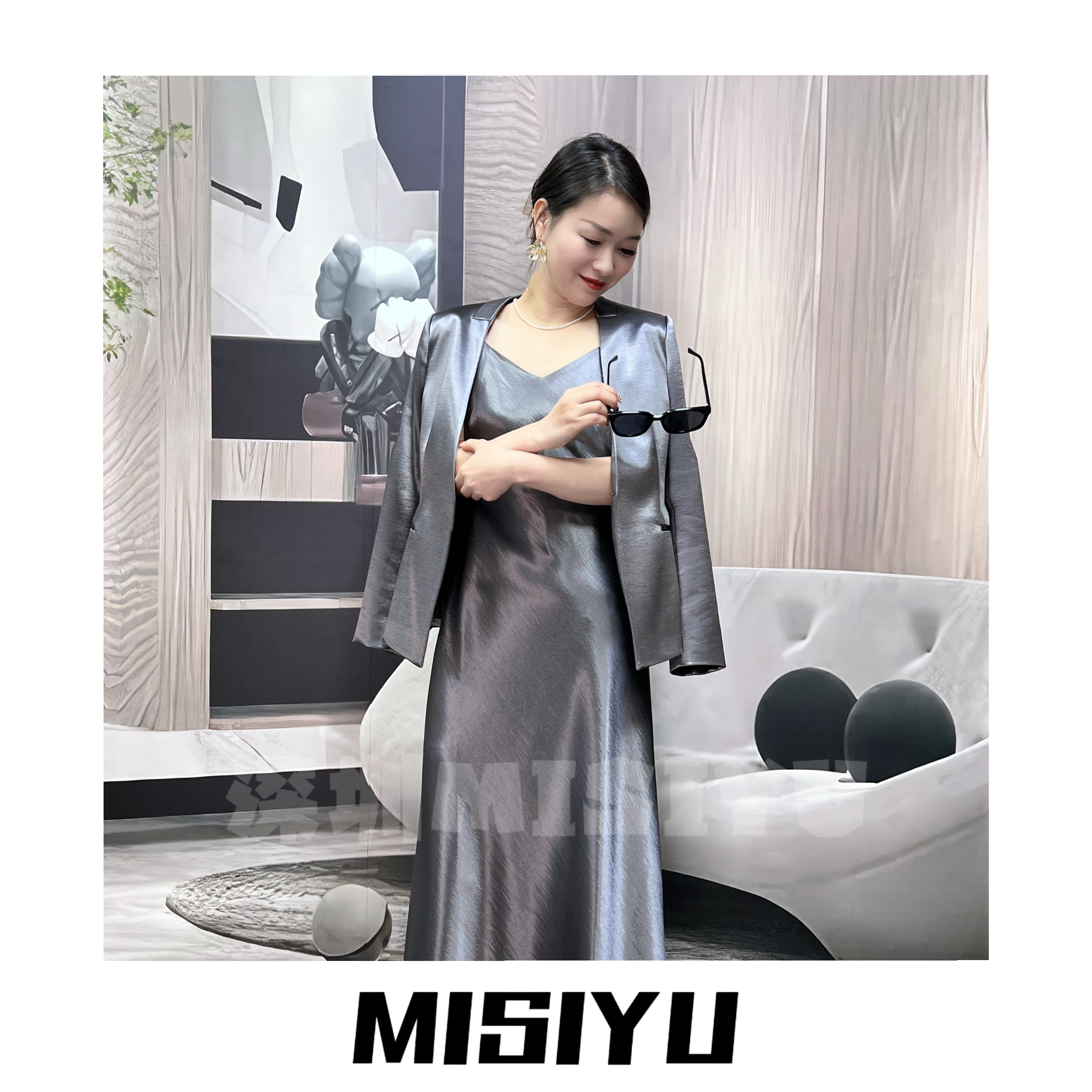 【莉姐高定】醋酸无领单件外套 2025新品 春夏气质轻奢休闲25009