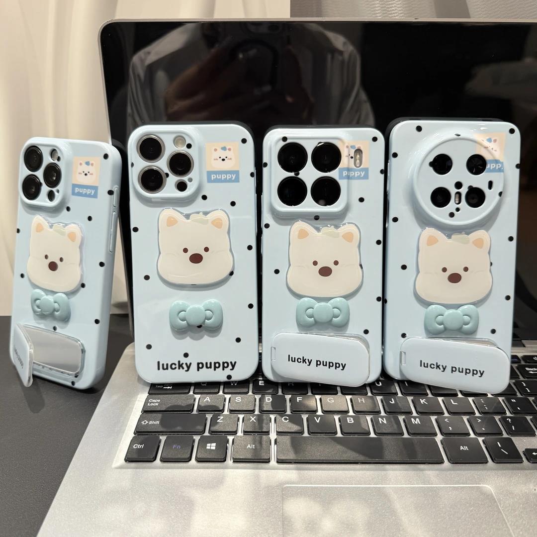 菲林全包领结小狗适用苹果16手机壳iPhone15华为OPPO小米vivo卡通