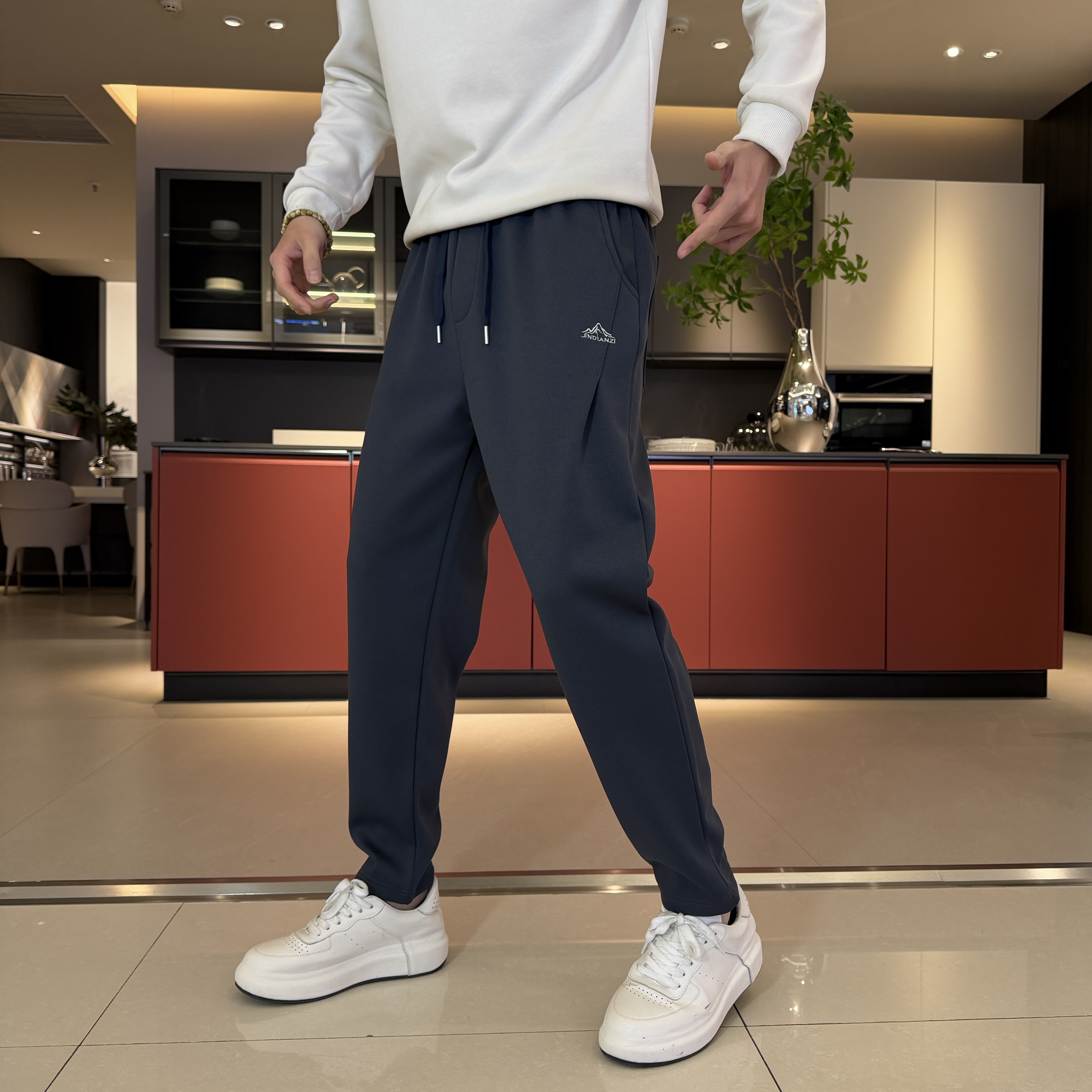 JZD699-17男士2025年冬季加绒加厚休闲裤潮流百搭小脚男款长裤子