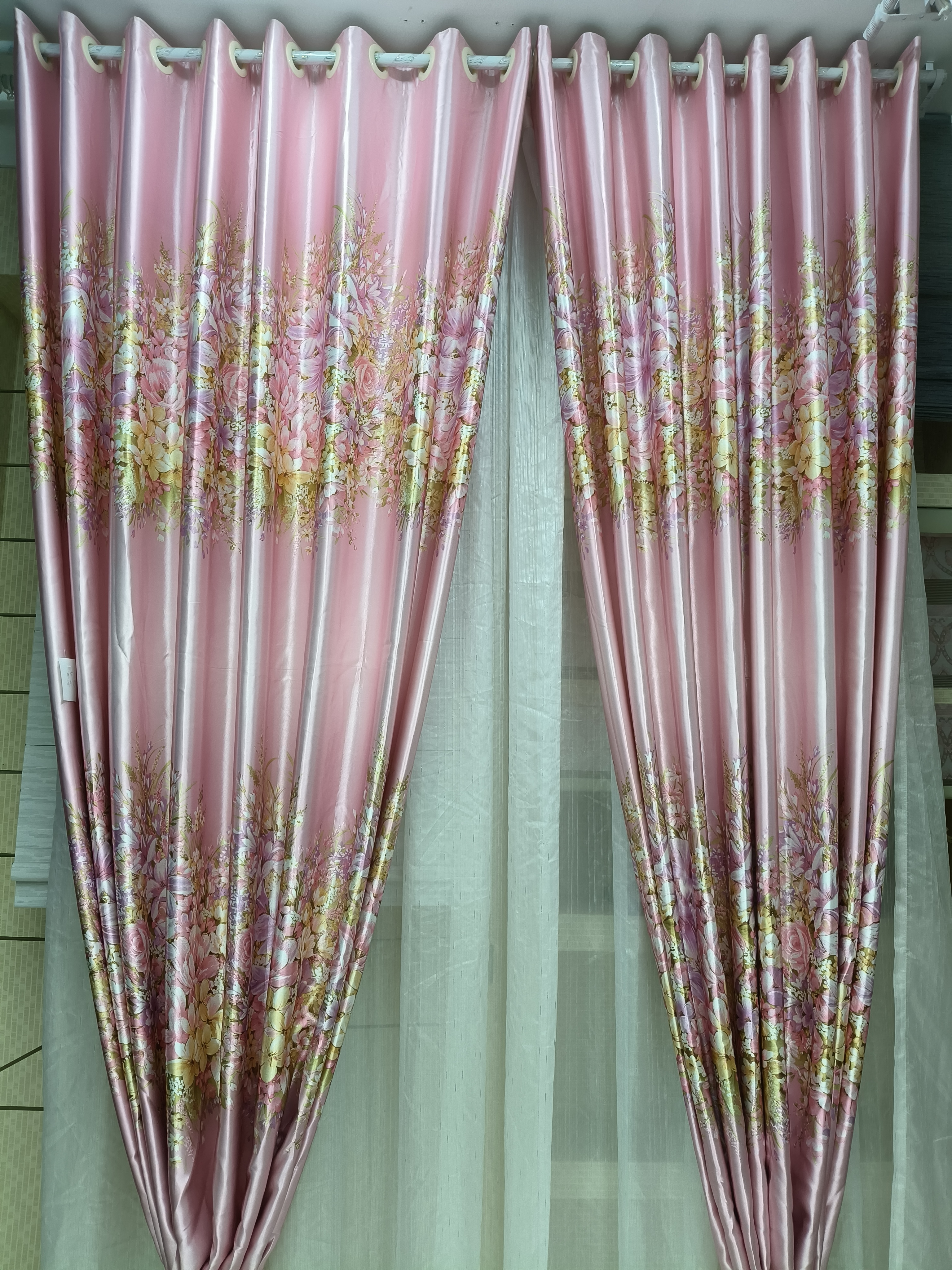 樱花粉加厚遮光窗帘卧室客厅成品定制窗帘