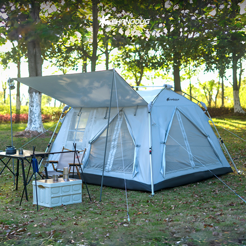 CHANODUG/夏诺多吉假日山居涂银露营帐篷防晒防雨自动搭建黑胶