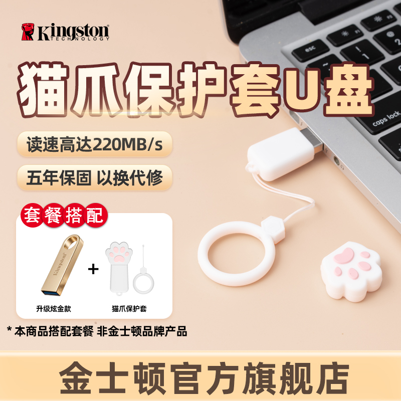 金士顿官方u盘猫爪保护套DTSE9G3办公哨兵模式办公车载学习商务