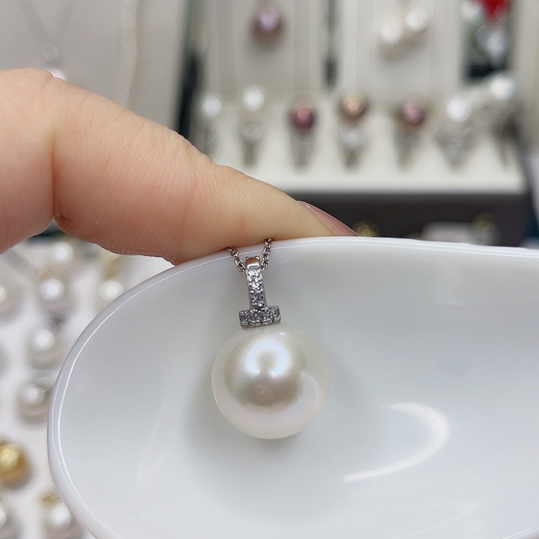 淡水珍珠银S925镶嵌吊坠(不含链)