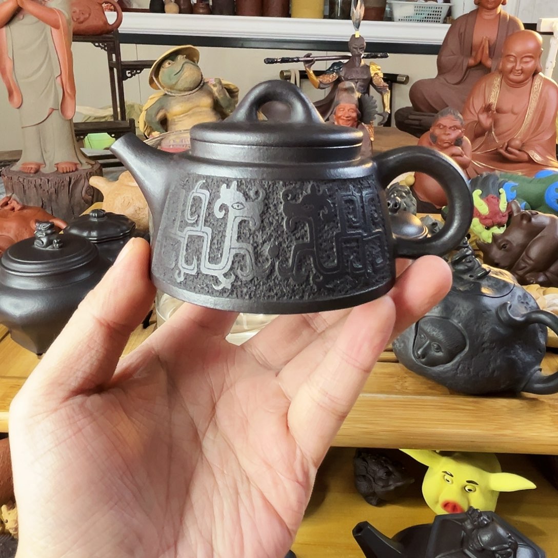 *****茶壶紫砂鱼罩壶天青泥